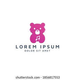 bear and music negative space logo design