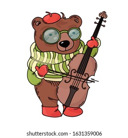 BEAR MUSICIAN CARD Animal Music Cartoon Cogratulation Birthday