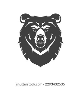 Bärenmuzzle porträtiert aggressive Furry Wildfresser Biest Vintage Icon Design Vektorgrafik. Grauer Graukopf-Fleischfresser mit starker, gefährlicher Tierjagd, Zoo-Maskottlogo