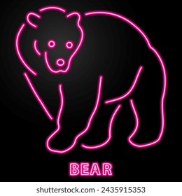 bear neon sign, modern glowing banner design, colorful modern design trend on black background. Vector illustration.