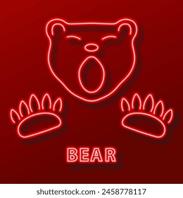 bear neon sign, modern glowing banner design, colorful modern design trend on black background. Vector illustration.
