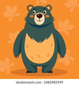 Oso. Bonito oso animal divertido. Lindo animal de bosque. Simple y lindo osito de peluche de pie. Ilustración de dibujos animados de estilo Vector plano. Caricatura de oso pardo salvaje.