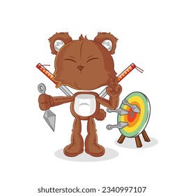 the bear ninja cartoon. character vector