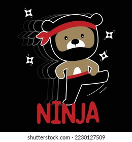 bear the ninja hero funny animal cartoon