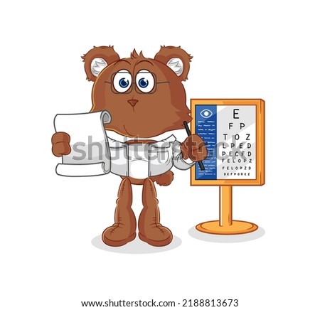 the bear oculist cartoon. cartoon mascot vector