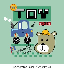 bear and offroad car funny animal cartoon