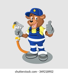 Bear with oil gas pump heating