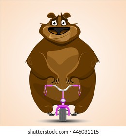 bear on a bicycle. Flat illustration. Vector