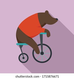 Bear on bicycle icon. Flat illustration of bear on bicycle vector icon for web design