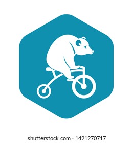 Bear on a bike icon in simple style on a white background vector illustration