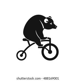 Bear on a bike icon in simple style on a white background vector illustration