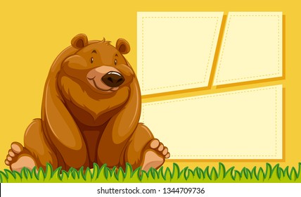 Un oso en una ilustración de plantilla en blanco