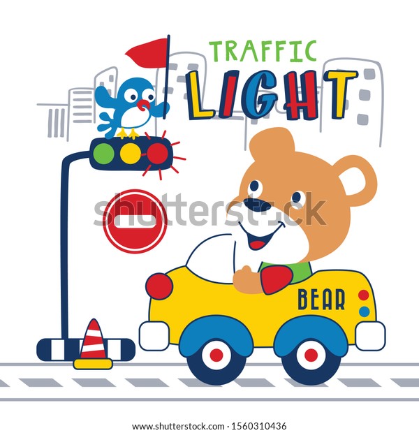 bear
on the car funny animal cartoon,vector
illustration