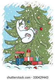 the bear on the Christmas tree