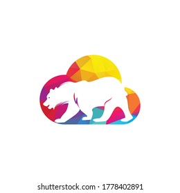Bear on cloud shape vector Designs. Bears Logo Concept.