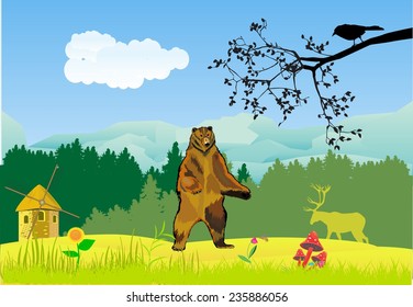 Bear on the edge of the forest