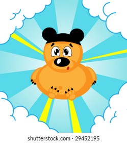 Bear on happiness vector background.
