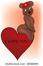 bear on heart with i love you text