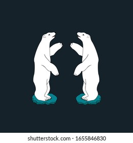 Bear on an ice flow, polar bear, vector, 10 eps

