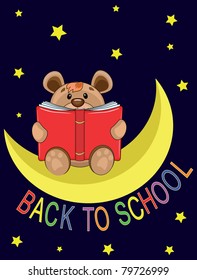 Bear on the moon and letters "Back to school"