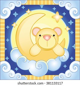 Bear on the moon. vector illustration bear