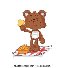 the bear on a picnic cartoon. cartoon mascot vector