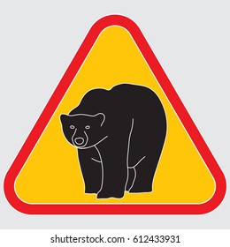 Bear on the road sign 