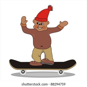 bear on skateboard, vector icon