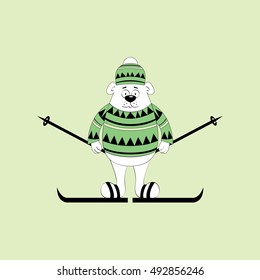 Bear on skis vector illustration