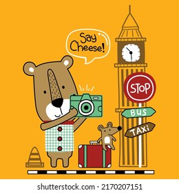 bear on vacation funny animal cartoon