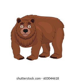 Bear on white background. Cartoon style. Vector illustration.