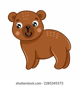 Bear on white background. Vector illustration in cartoon style. Character for children. Toy.