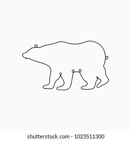 Bear One Line Drawing. Continuous Line Animal Print. Hand-drawn Illustration For Logo. Vector.