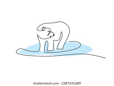 Bear one line drawing. Vector illustration isolated. Minimalist design handdrawn.