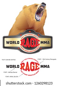 A Bear is one of the strongest animal, a dominant force sysmbol in MMA Mix Martial Arts World. an editable vector illustration can be use for logo or brand making.