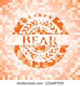 Bear orange mosaic emblem with background