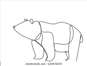 Bear. Origami. Continuous line