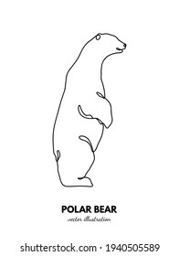 Bear outline. Continuous single line. Animal contour. Linear logo
