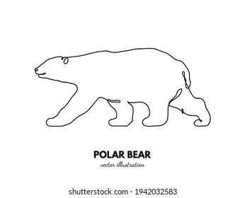 Bear outline. Continuous single line. Animal contour. Linear logo