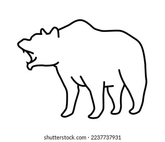 Bear outline icon. Scary and dangerous animal growls, predator in forest, wild life. Sticker for social networks and messengers. Logotype, badge and branding. Cartoon flat vector illustration