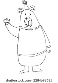 Imagen vectorial de la ilustración del contorno del oso. Dibujo de imágenes de dibujo de oso dibujado a mano. Icono de logotipo original simple a partir del dibujo de lápiz.