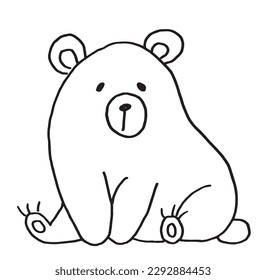Bear outline illustration vector image. 
Hand drawn bear artwork. 
Simple cute original logo of a monochrome bear.
Hand drawn illustration for posters, cards, t-shirts.