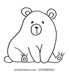 Bear outline illustration vector image. 
Hand drawn bear artwork. 
Simple cute original logo of a monochrome bear.
Hand drawn illustration for posters, cards, t-shirts.