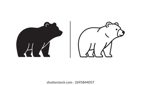 Contorno de oso y silueta con fondo transparente