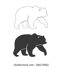 BEAR outline and silhouette vector