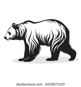 Borde del oso y símbolos. Variedad de nivel oscuro básica de cimiento blanco exquisito Vector animal de oso e icono de silueta.