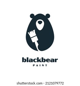 Bear paint logo hipster retro unique vector icon illustration