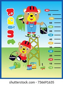 bear painter cartoon wall sticker illustration