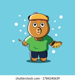 Bear The Painter cute Kawaii Design