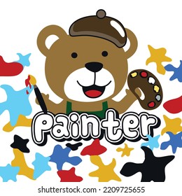 bear the painter funny animal cartoon